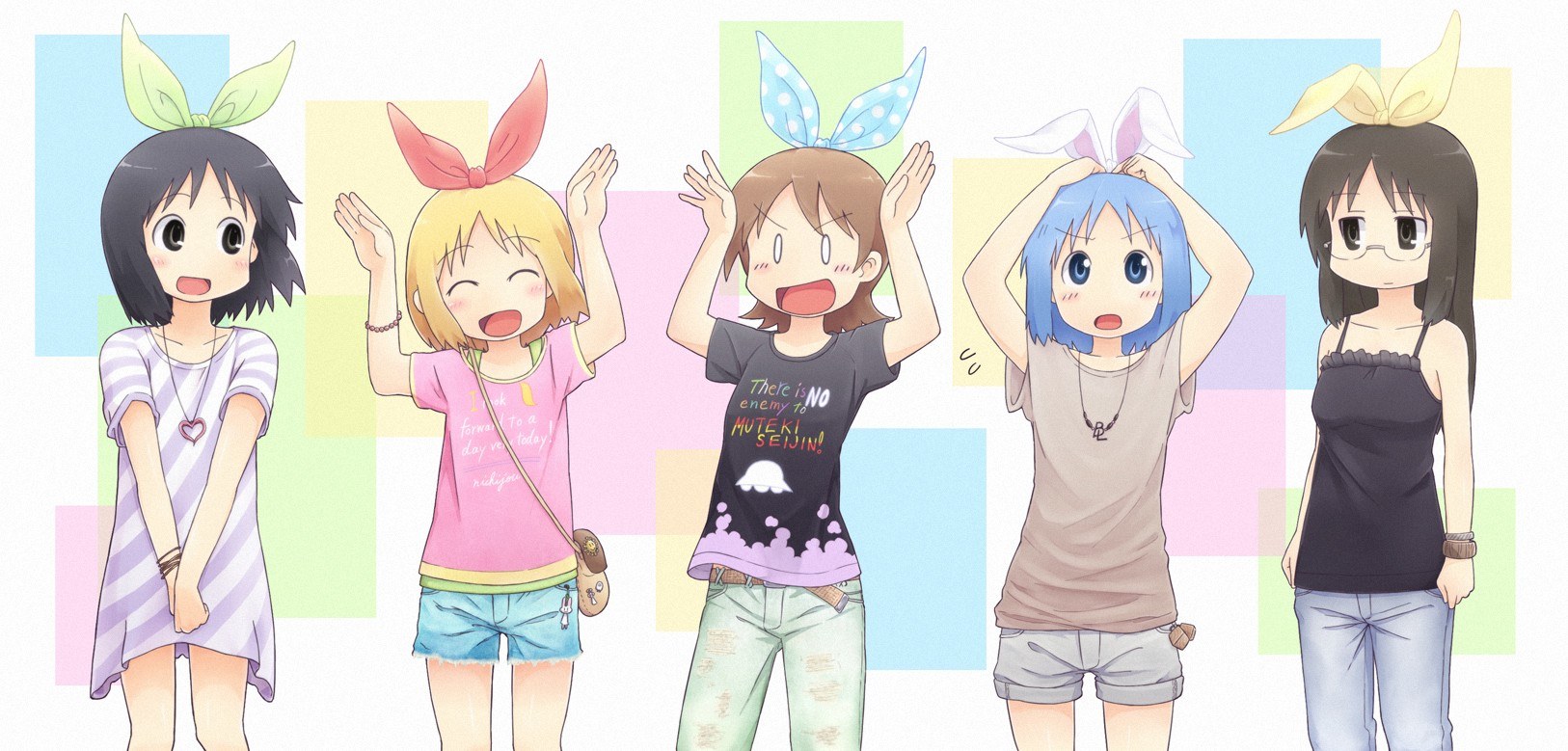 Five girls with bunny ears