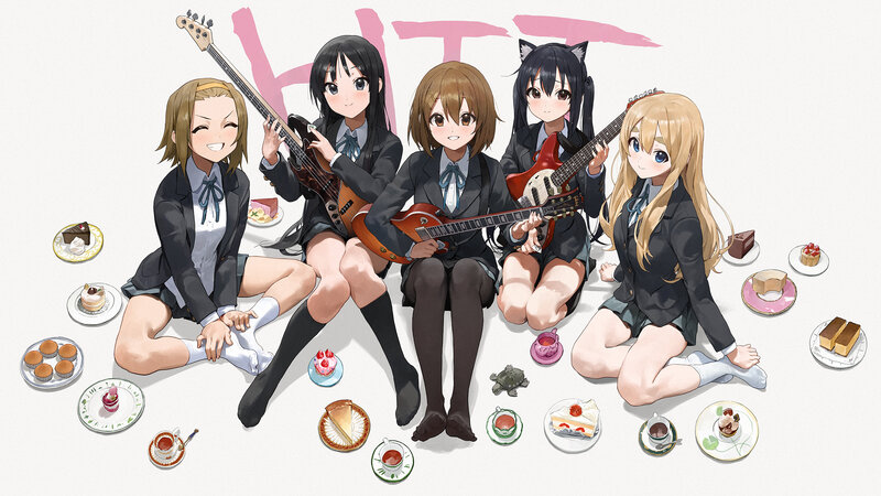 Five Girls with Instruments — White, Cheerful