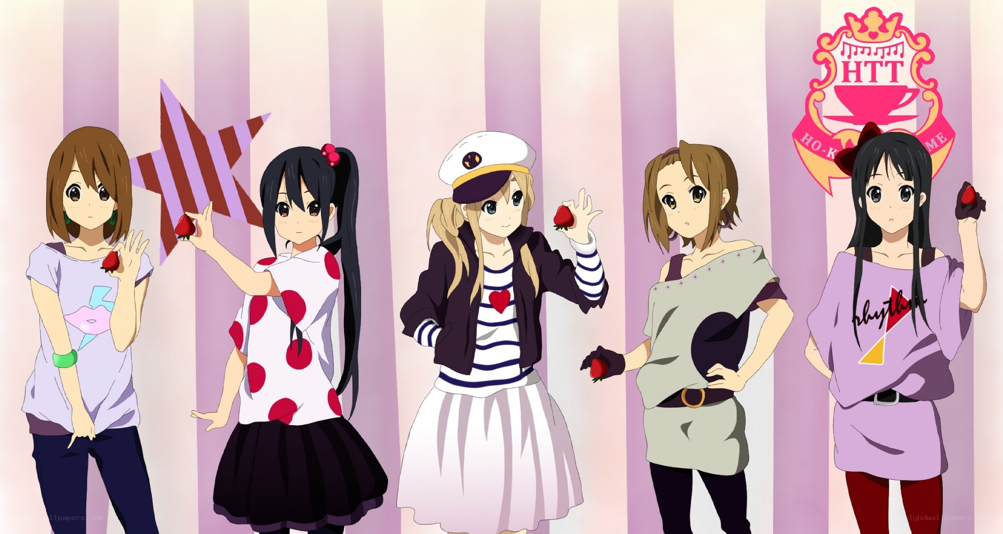 Five girls with strawberries