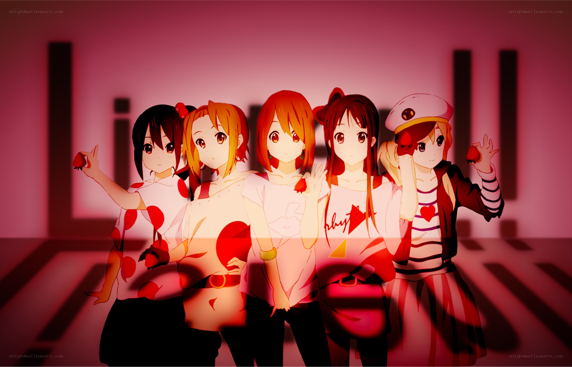 Five girls with strawberries