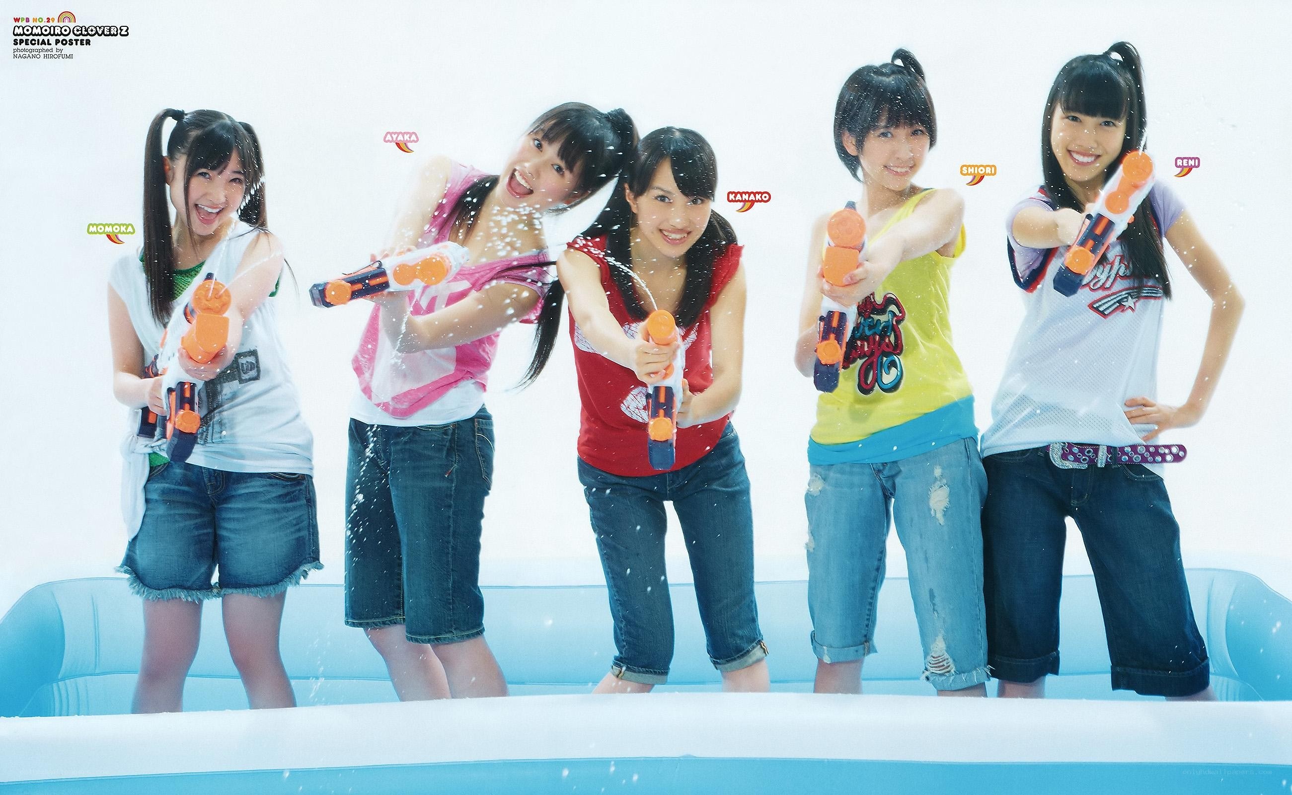 Five girls with water guns