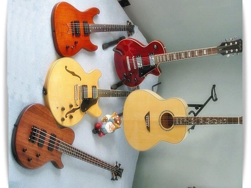 Five Guitars on Display