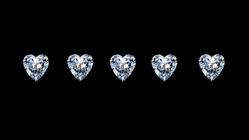 five heart-shaped diamonds