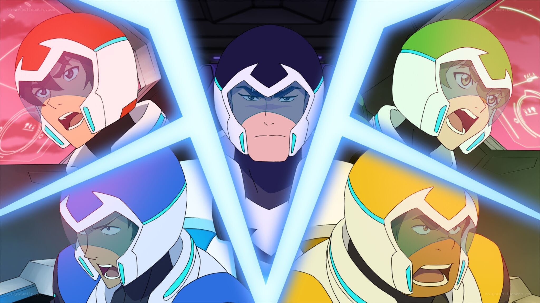 Five heroes in futuristic armor
