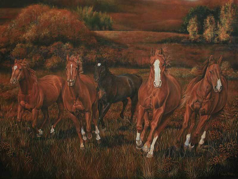 Five Horses Running — Brown