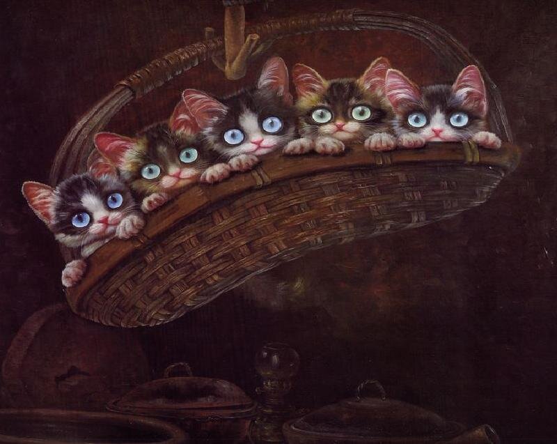 Five Kittens in a Basket