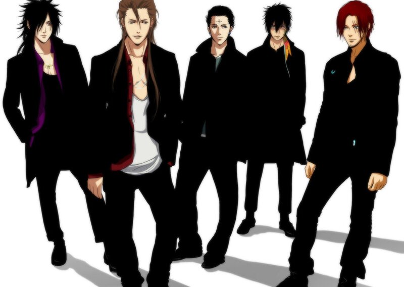 Five Male Anime Characters — Black, Serious