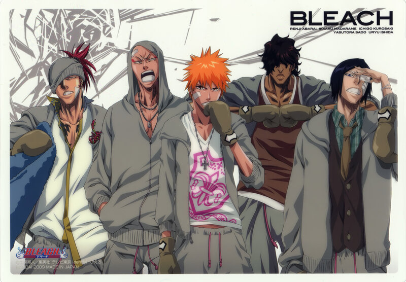 Five Male Characters — Gray, Dramatic, Anime