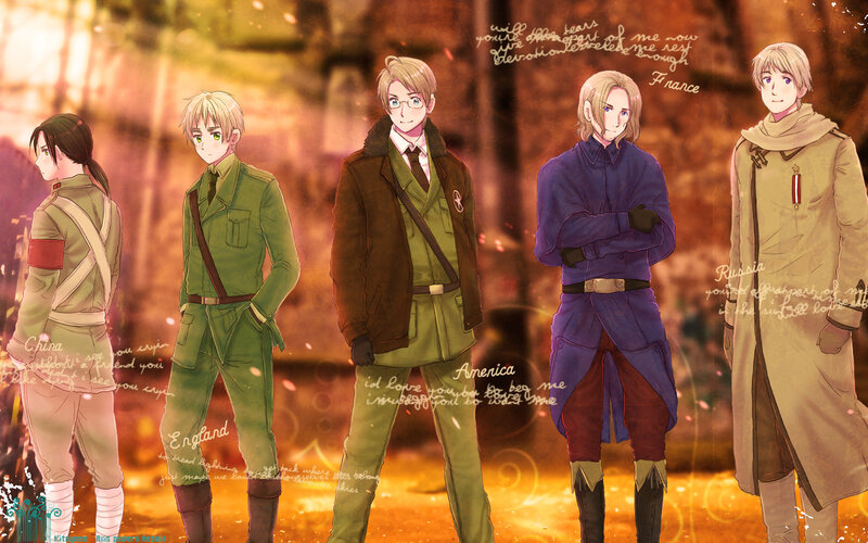 Five Male Characters in Military Uniforms
