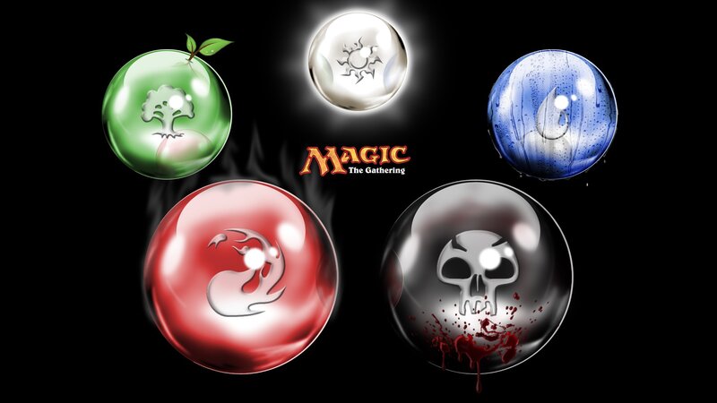 Five Mana Symbols — Black, Dramatic