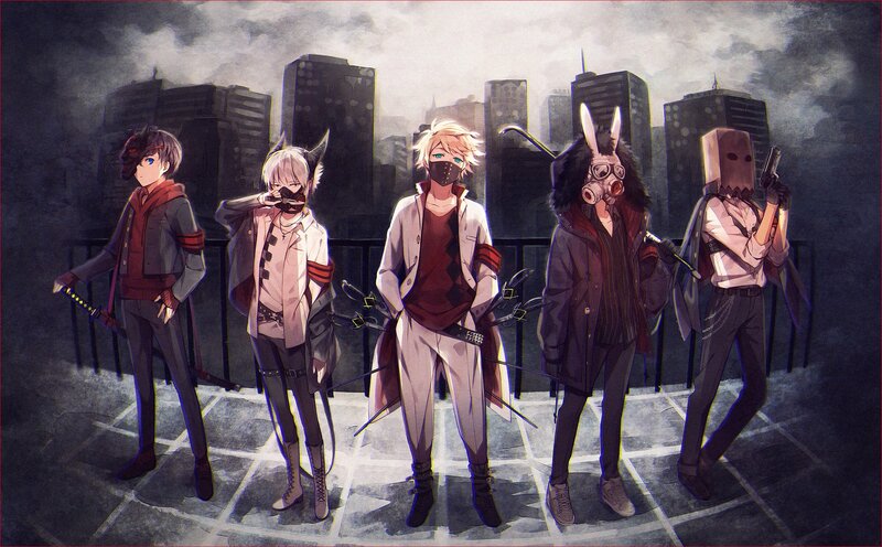 Five Masked Figures