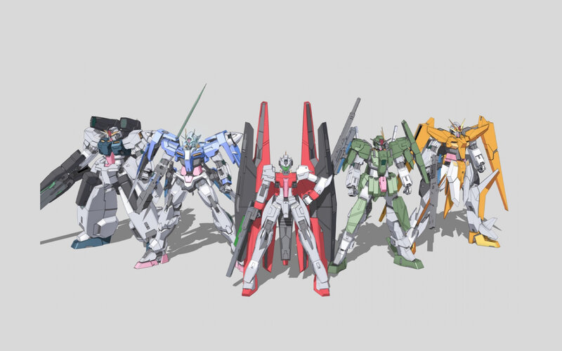 Five Mecha Robots — White