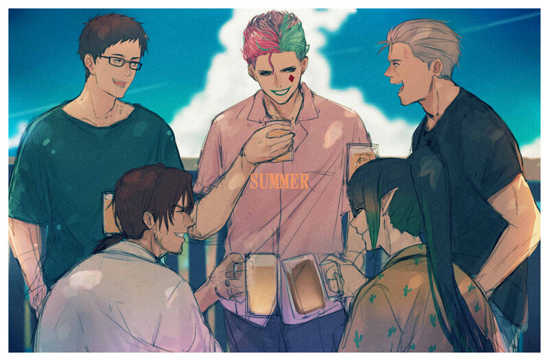 Five Men at a Gathering