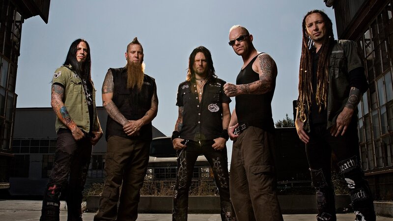 Five Men in Band Attire — Black, Serious, Afternoon
