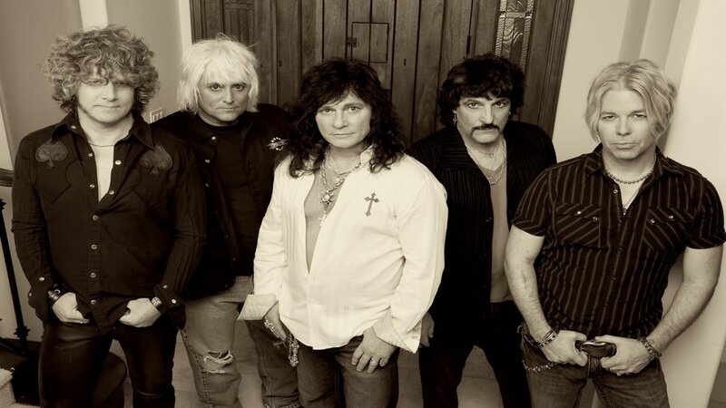 Five Men in Band Attire — Black, Serious, Photograph, Cross Necklace