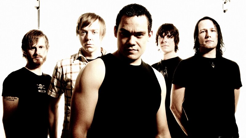 Five Men in Band Pose — Black, Serious