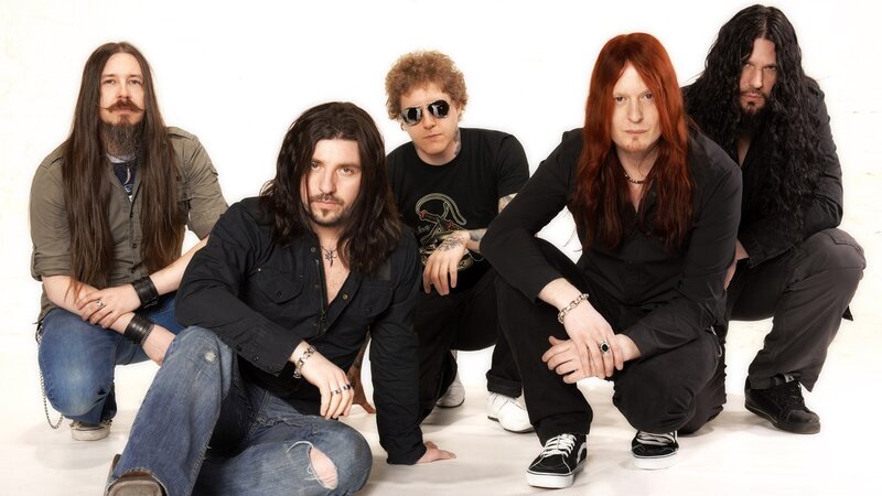 Five Men in Band Pose — White