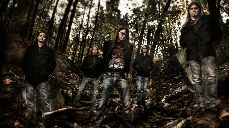 Five Men in Forest — Black, Dark