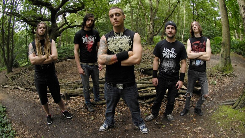 Five Men in Forest — Green, Serious