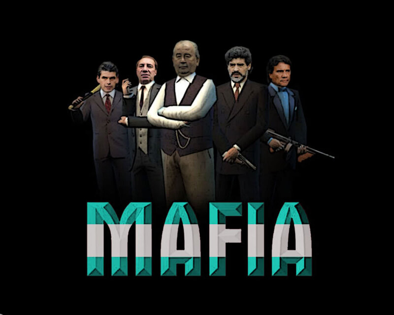 Five Men in Suits — Black, Dramatic, Digital Art, Guns