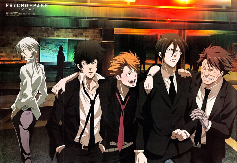 Five Men in Suits — Black, Dramatic, Night, Anime