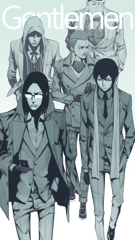 Five Men in Suits — Gray, Serious