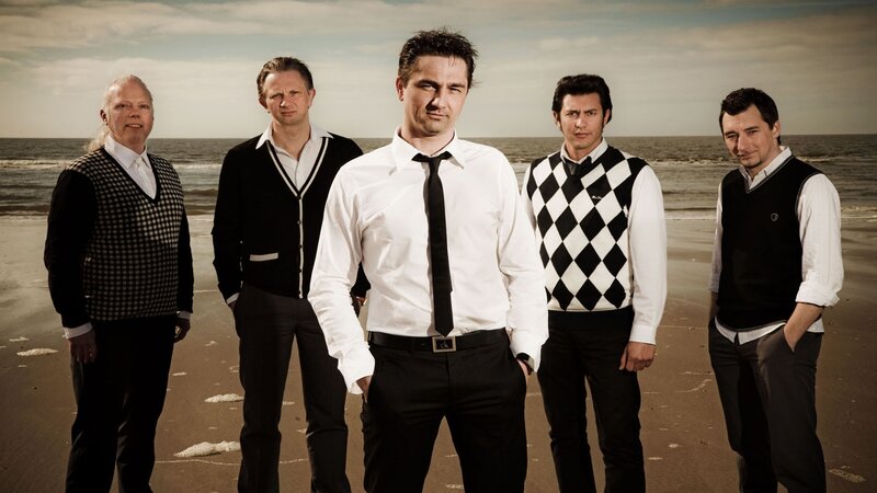 Five Men on Beach