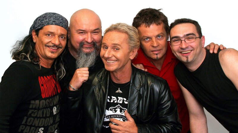 Five Men Posing Together — Black, Friendly