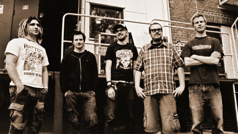 Five Men Standing Together — Black, Neutral, Photograph