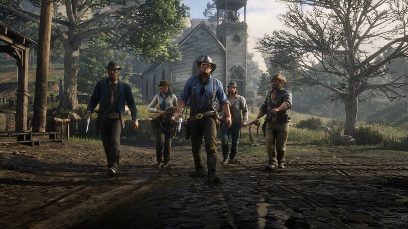 Five Men Walking in Town