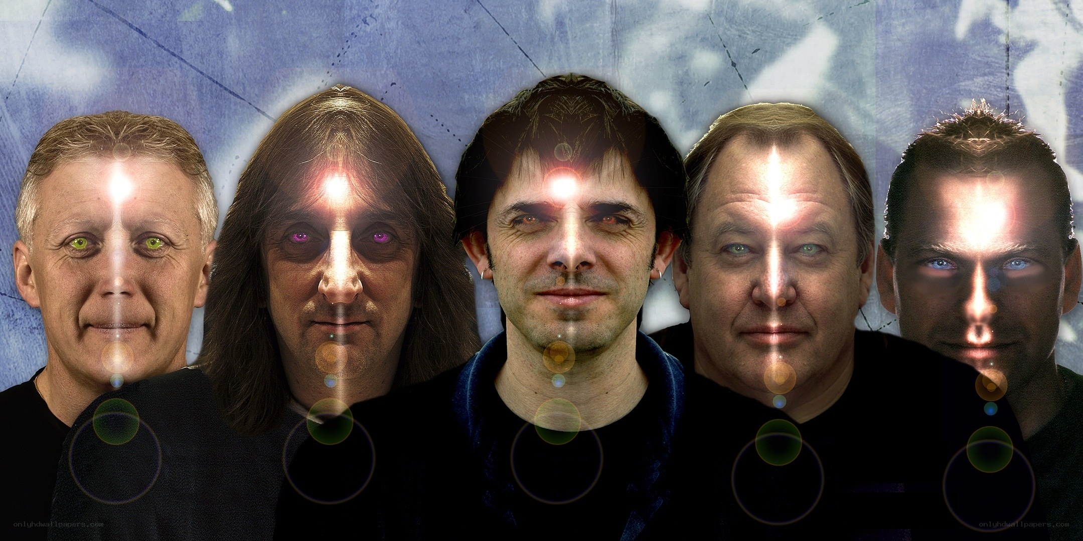five men with glowing eyes