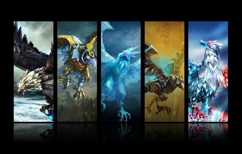Five mythical bird creatures