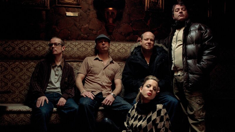 Five People on a Couch — Brown, Dramatic
