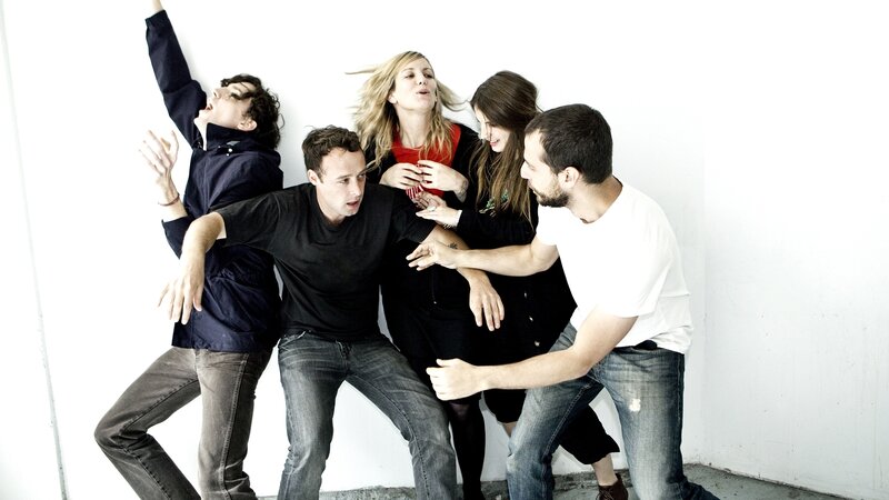 Five People Posing — White