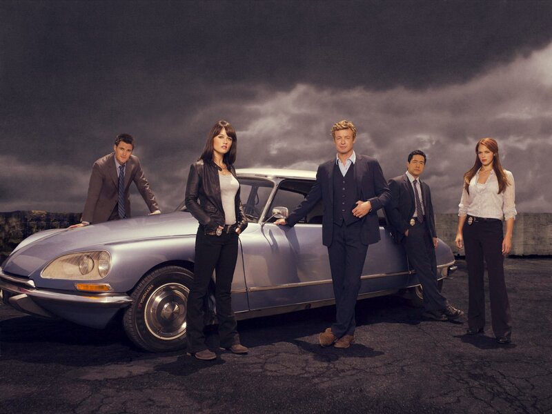 Five People with Car — Gray, Dramatic
