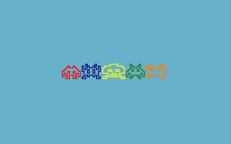 Five Pixelated Aliens
