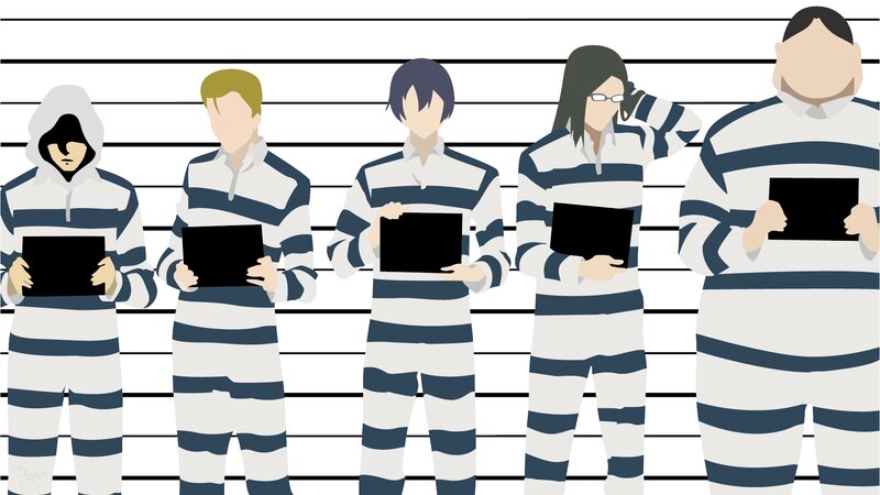 Five Prisoners in Stripes