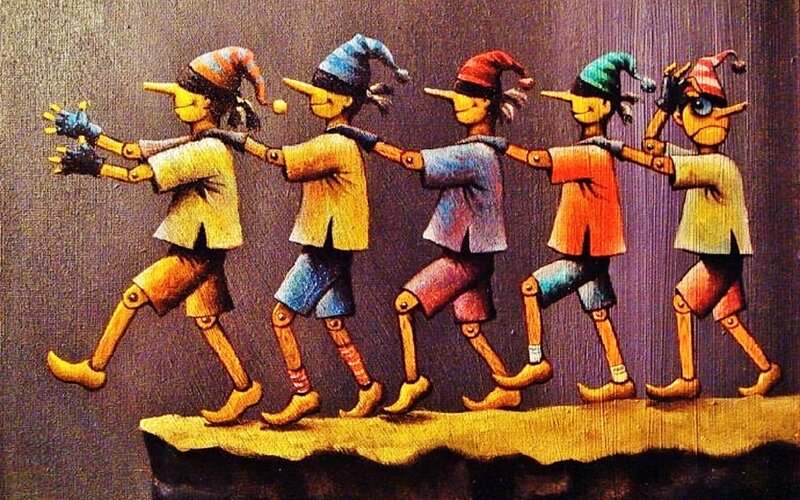 Five Puppets Walking
