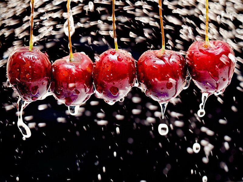 Five Red Cherries