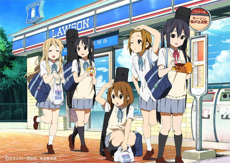 Five Schoolgirls at Bus Stop