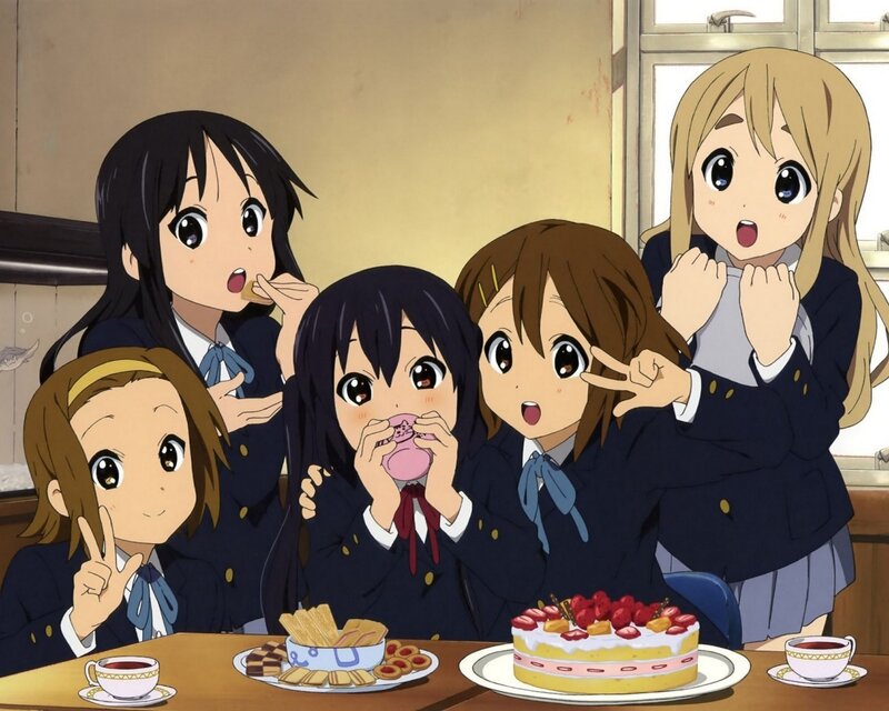 Five Schoolgirls Eating Cake