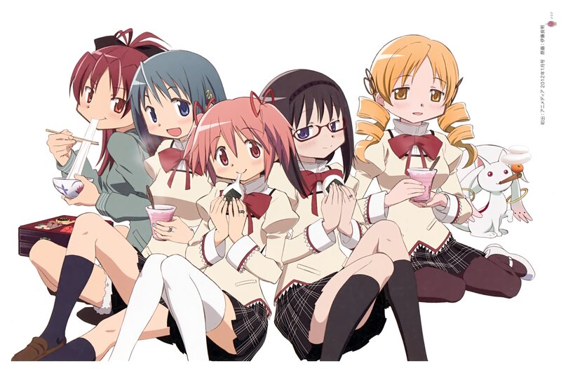 Five Schoolgirls Eating