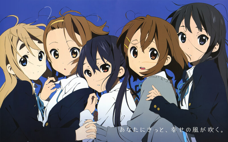 Five Schoolgirls Hugging — Blue, Friendly