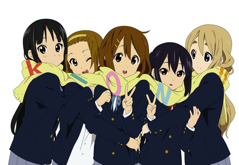 Five Schoolgirls Hugging — Blue, Happy
