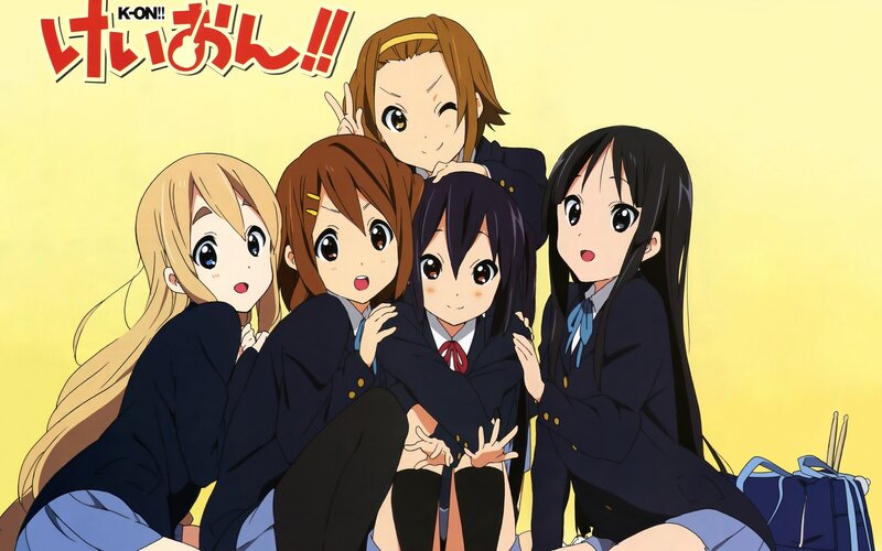 Five Schoolgirls Hugging — Yellow, Cheerful
