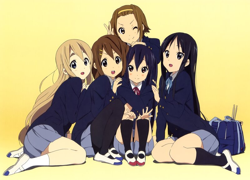 Five Schoolgirls Hugging — Yellow, Friendly