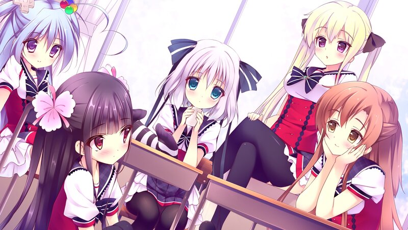 Five Schoolgirls in Classroom