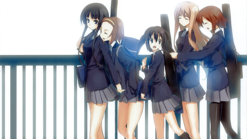 Five Schoolgirls in Uniform — Blue, Calm, Anime