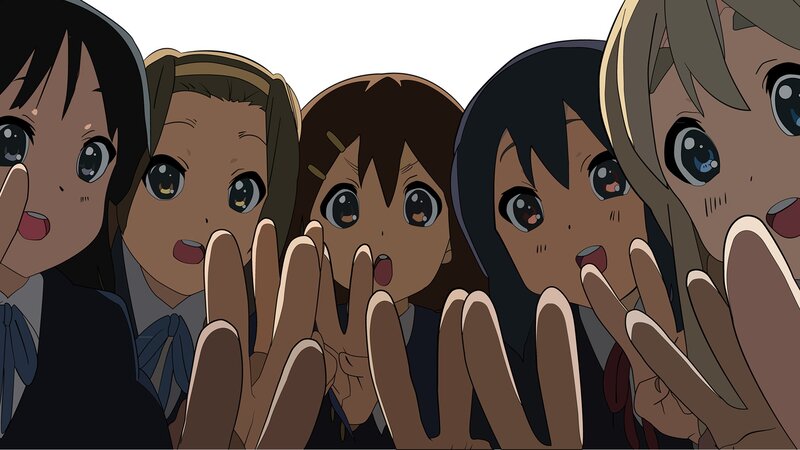 Five Schoolgirls in Uniform — Brown, Surprised