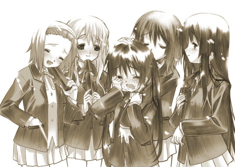 Five Schoolgirls in Uniform — Brown